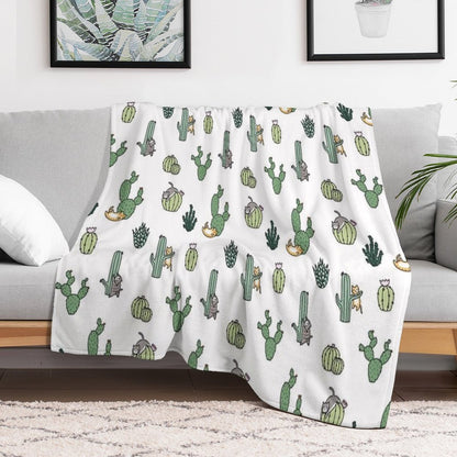 Cacti Cats Throw Blanket