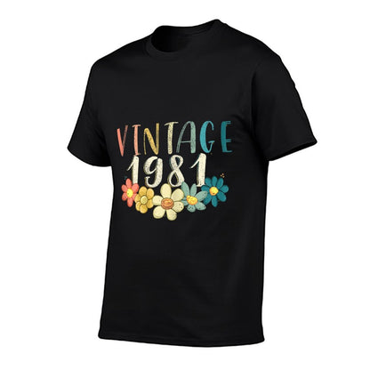 Womens 1981 40th Birthday Gift Retro Flower 40 Years Old  Odor-resistant T-Shirt