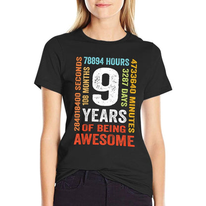 9th Birthday 9 Years Old Vintage Retro 108 Months T-Shirt