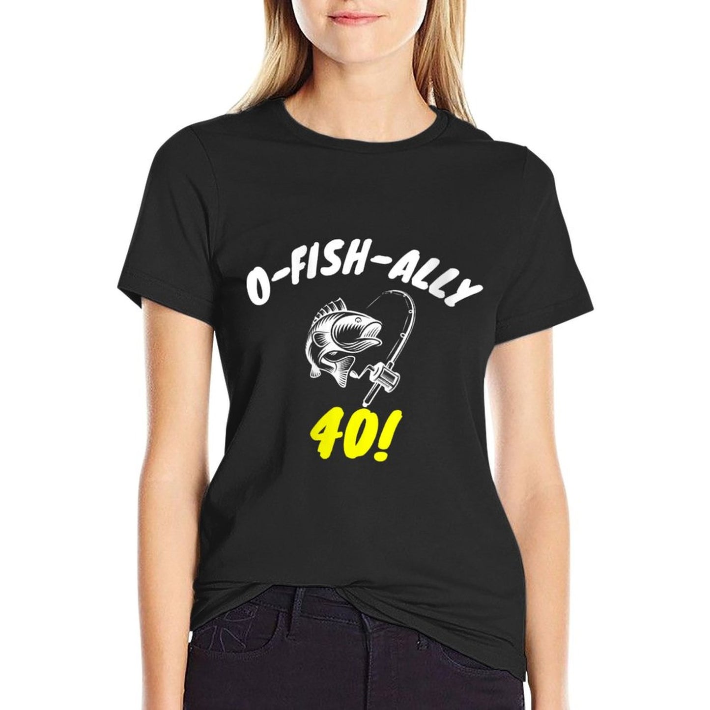Womens Ofishaly 40 Funny Fisherman 40th Birthday Gift  Soft T-Shirt