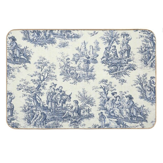 Powder Blue French Toile Picnic Designs Bath Mat
