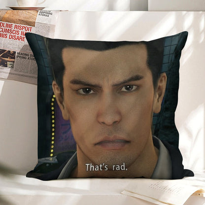 Yakuza Kiryu That's Rad Linen Throw Pillow Cover