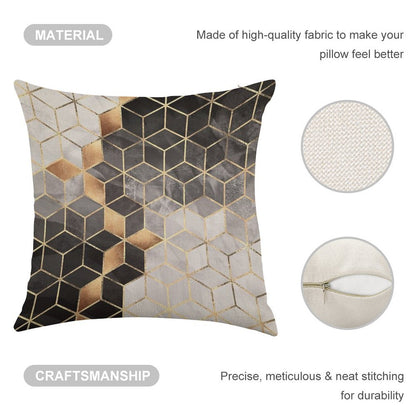 Smoky Cubes Linen Throw Pillow Cover