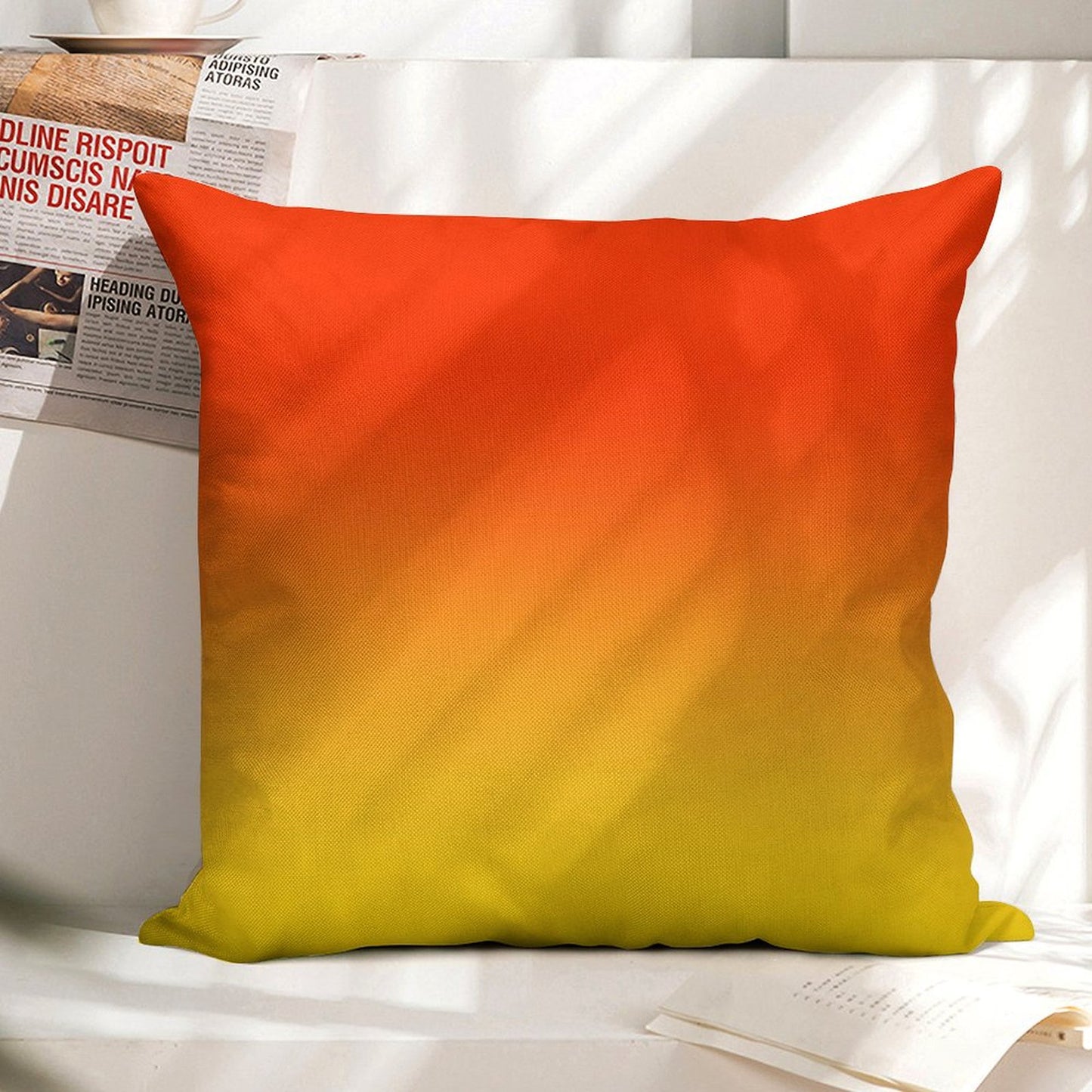 OMBRE GRADIENT ORANGE RED AND YELLOW ONE OF 100 CHIC OMBRE 2 TONE DESIGNS ON OZCUSHIONS Linen Throw Pillow Cover