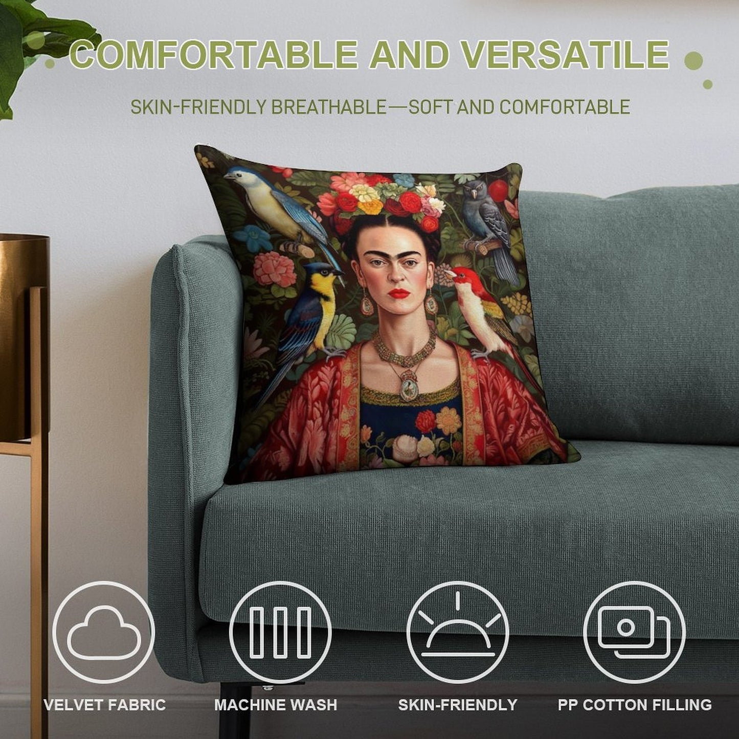 Frida Kahlo 7 Soft High-Density Material Throw Pillow