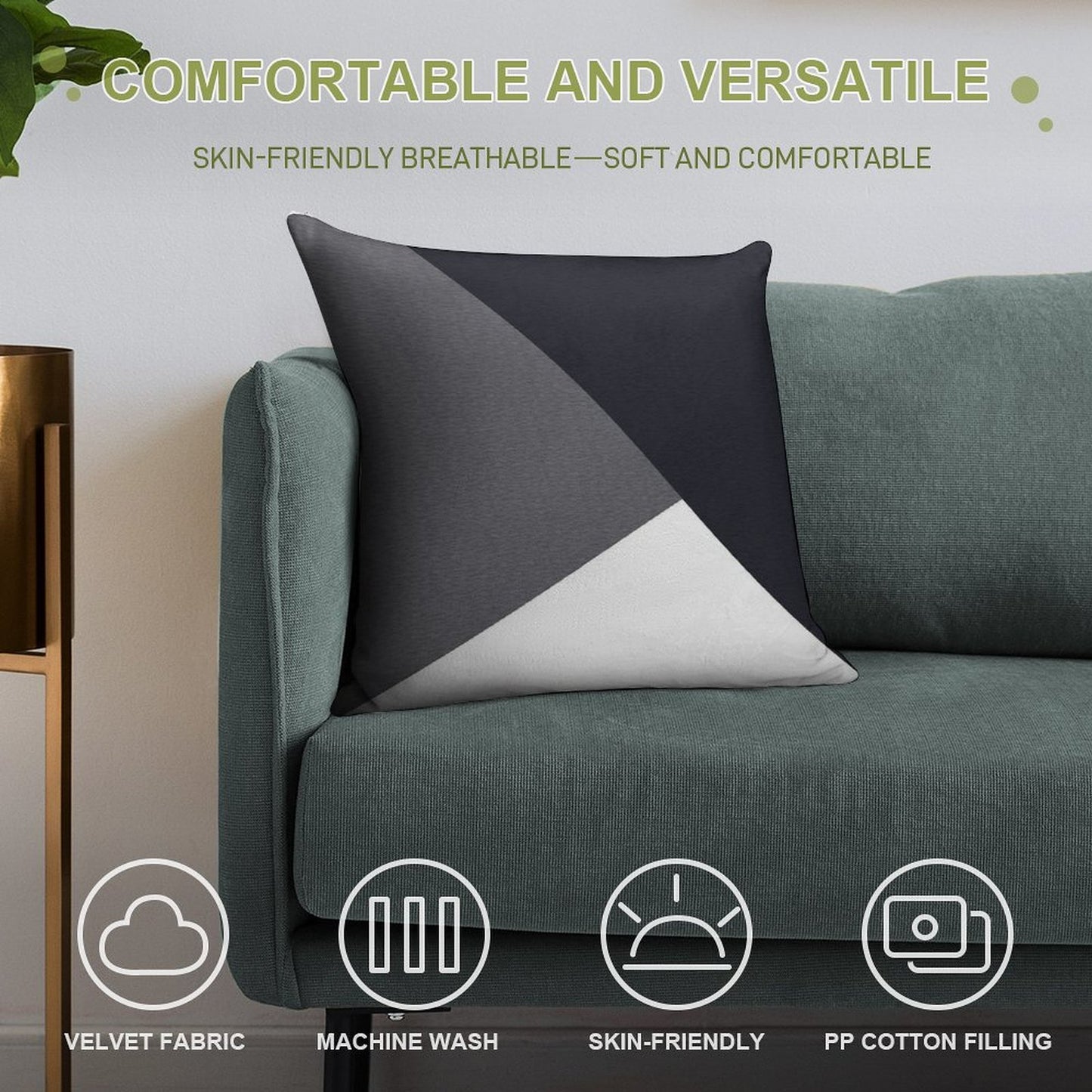 Grey Geometric Triangle Soft Multiple Sizes Throw Pillow