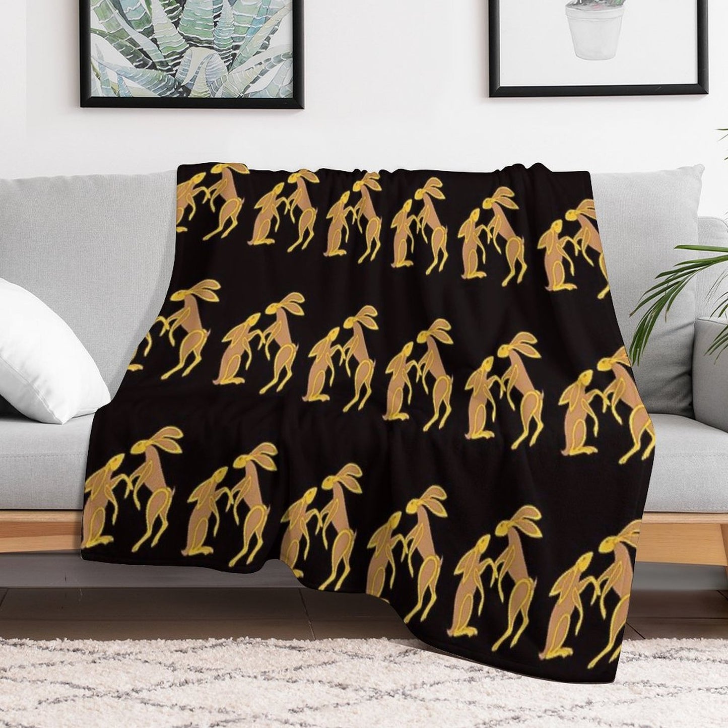 Prancing Celtic Hares Throw Blanket