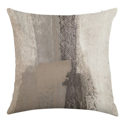 Taupe And Charcoal Grey Modern Abstract Painting Linen Throw Pillow Cover