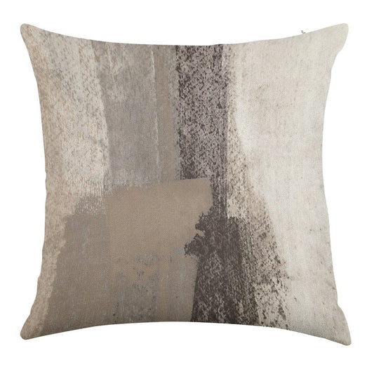 Taupe And Charcoal Grey Modern Abstract Painting Linen Throw Pillow Cover