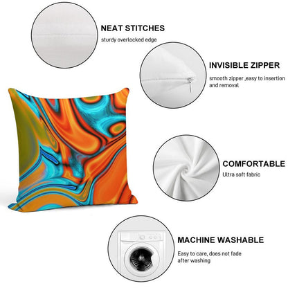 Vivid Modern Southwest Hipster Turquoise Orange Swirls Soft Durable Construction Throw Pillow