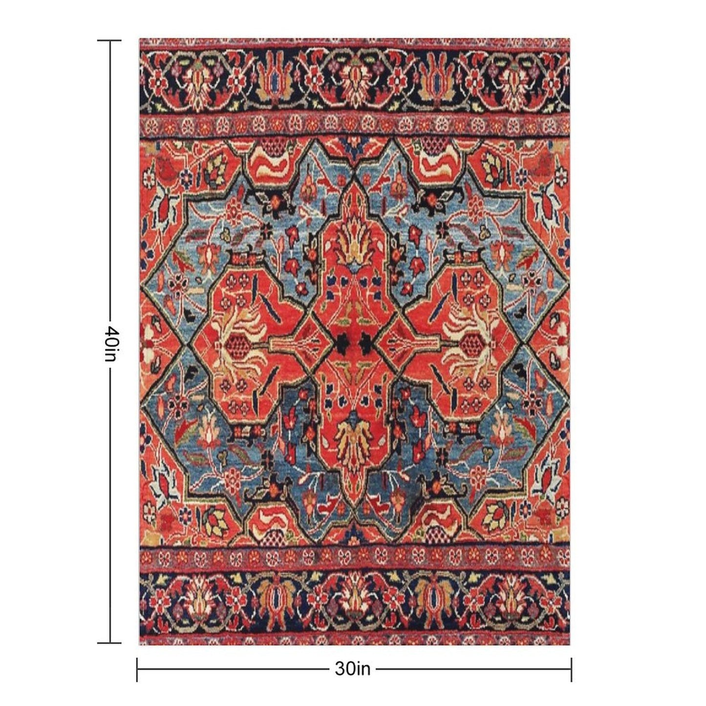 Kashan Poshti Central Persian Rug Print Throw Blanket