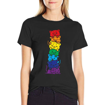 Cat Stack Rainbow Gay Pride Cute LGBT Animal Pet Lover Gift  Classic T-Shirt