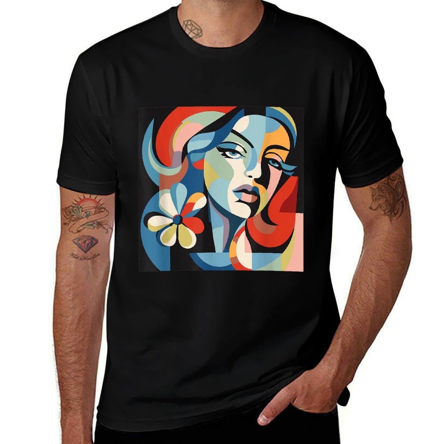 Abstract Woman Face Art Illustration Graphic Designs  Easy-care T-Shirt
