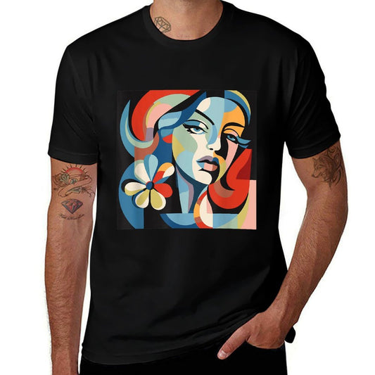 Abstract Woman Face Art Illustration Graphic Designs  Easy-care T-Shirt