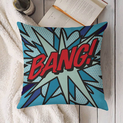 BANG Comic Book Pop Art Modern Fun Graphic Linen Throw Pillow Cover