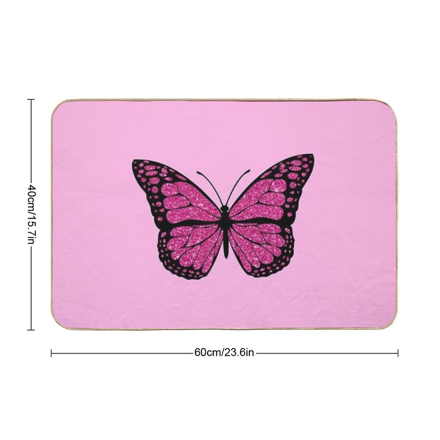Pink Glitter Butterfly Bath Mat