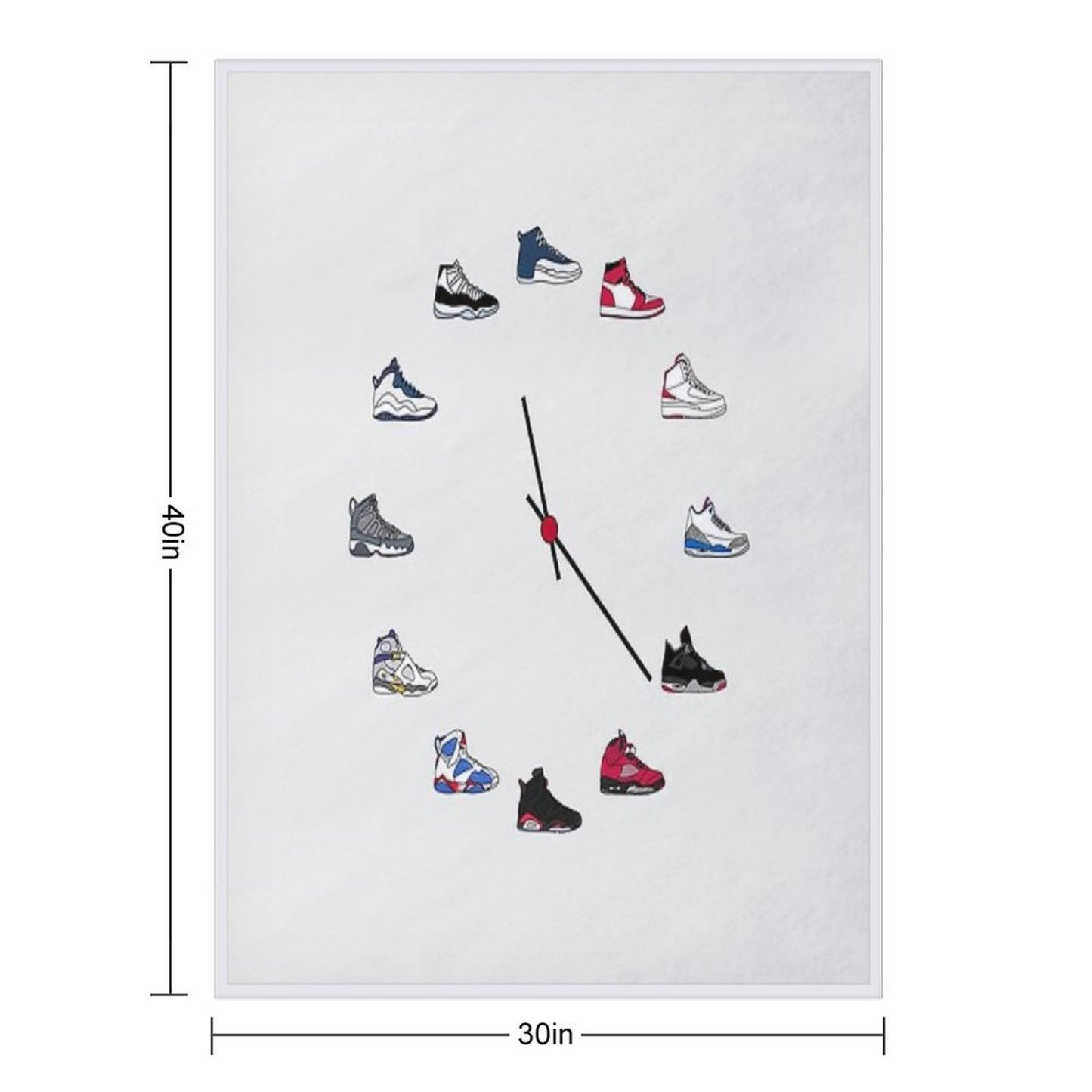 Jordan Sneaker Clock Throw Blanket