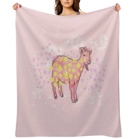 Goat Rolled on Flower Garden Throw Blanket