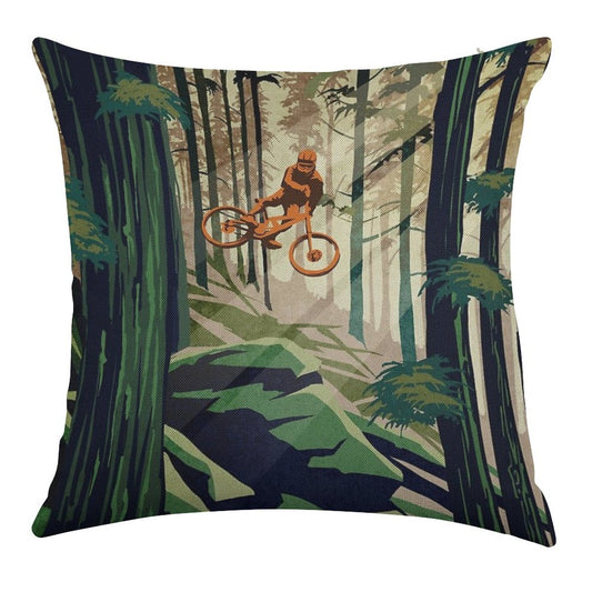 MY THERAPY Mountain Bike! Linen Throw Pillow Cover