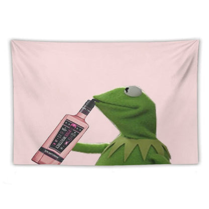 Kermit Sipping Pink Whitney Tapestry