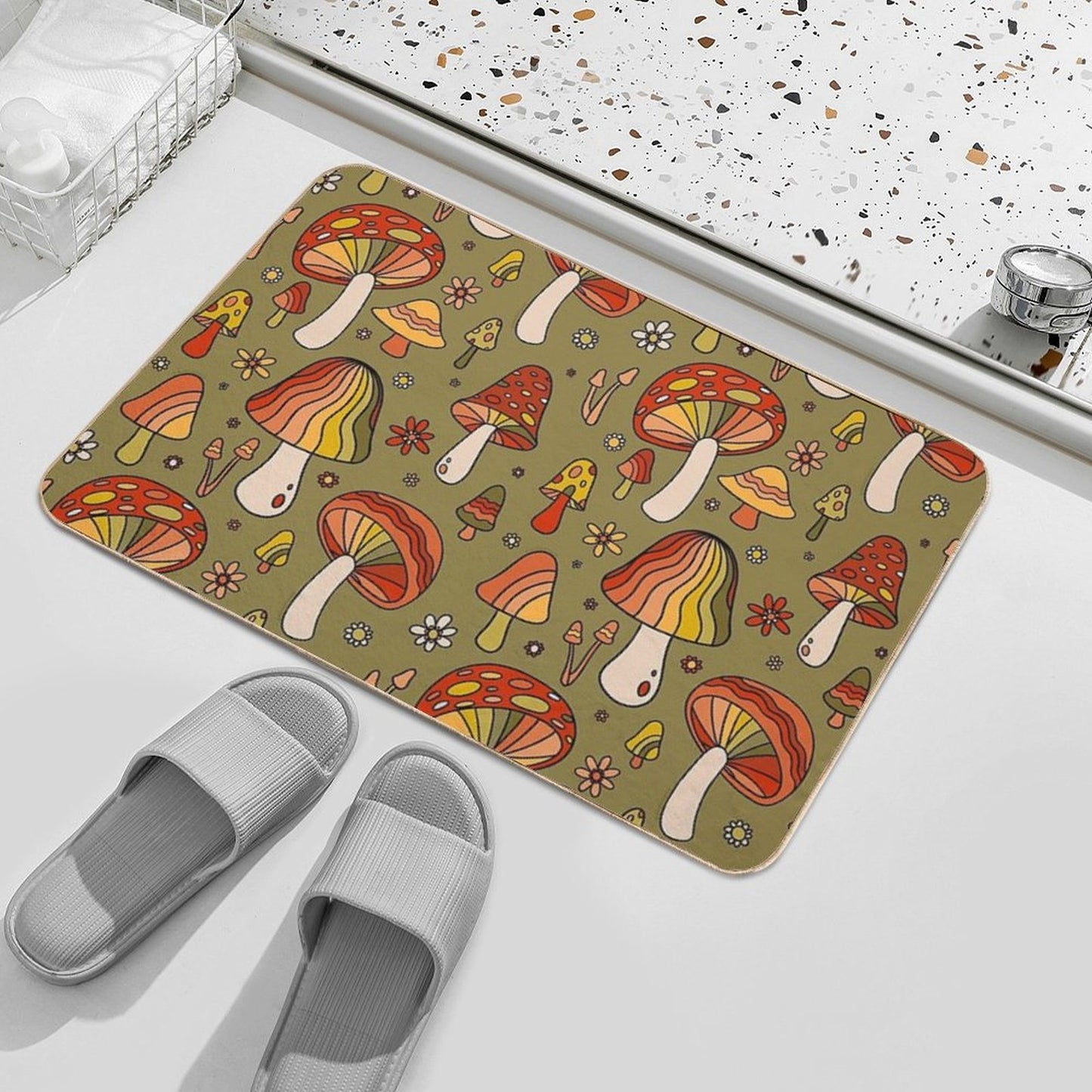 Mushroom Print Bath Mat