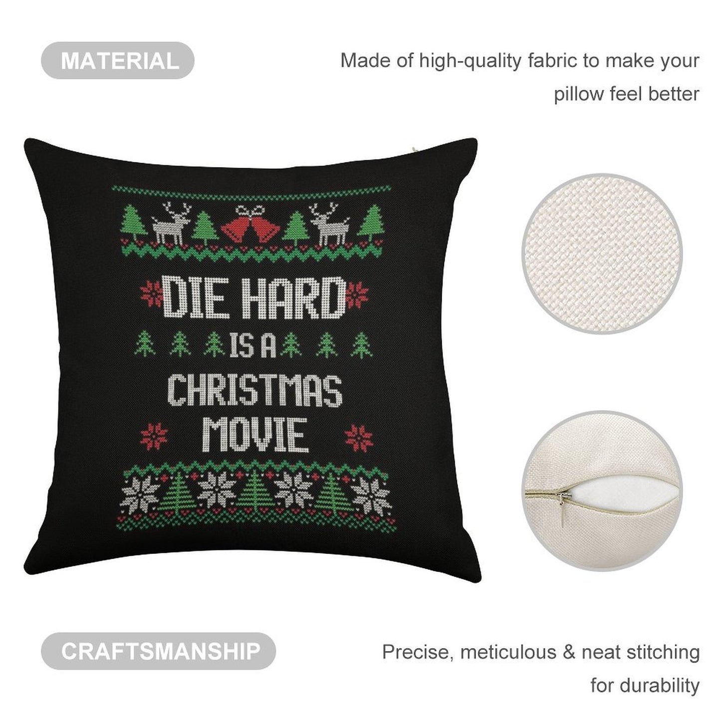 Die Hard Is A Christmas Movie Linen Throw Pillow Cover
