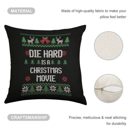 Die Hard Is A Christmas Movie Linen Throw Pillow Cover