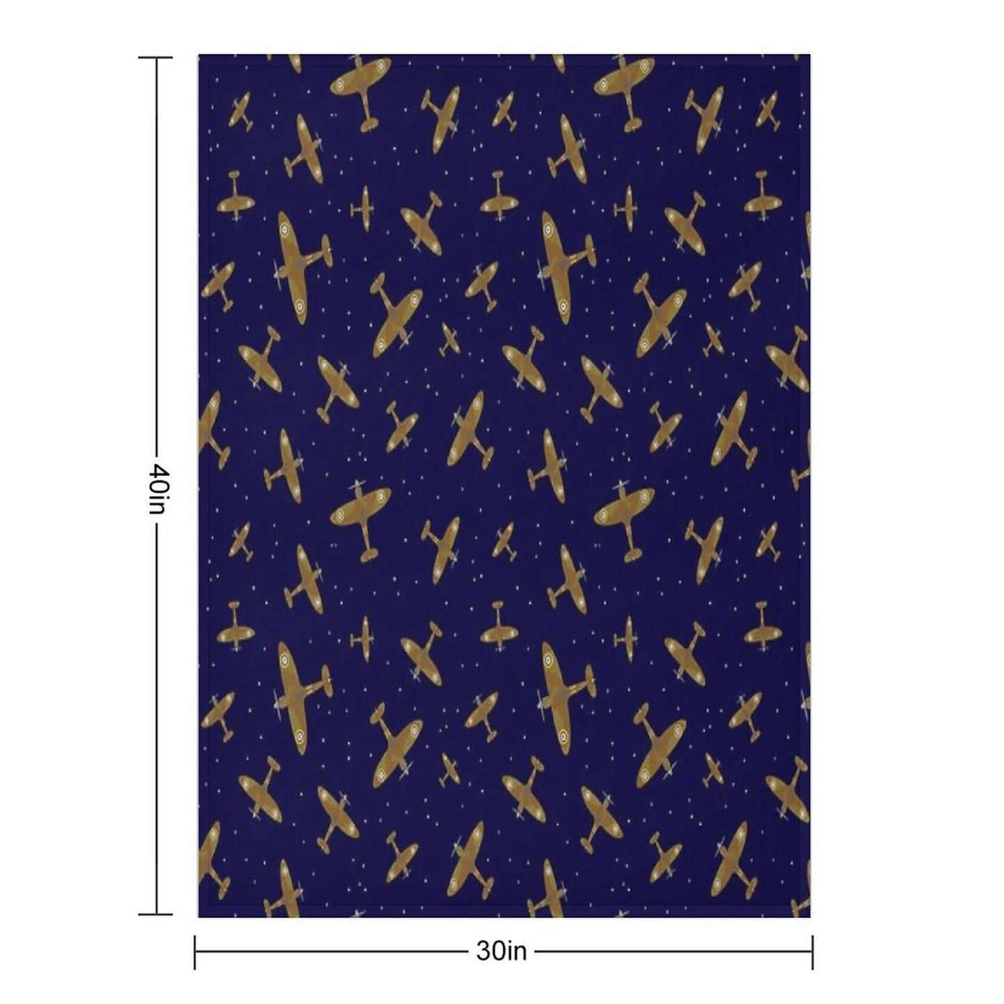 Spitfire War Planes in Flight on Navy Blue Throw Blanket