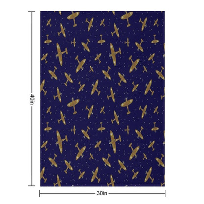 Spitfire War Planes in Flight on Navy Blue Throw Blanket