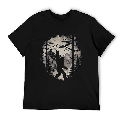 Rock On Bigfoot Sasquatch Loves Rock And Roll Mountain Trees T-Shirt