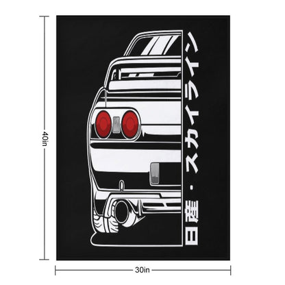 Skyline R32 GTR (White Print) Throw Blanket