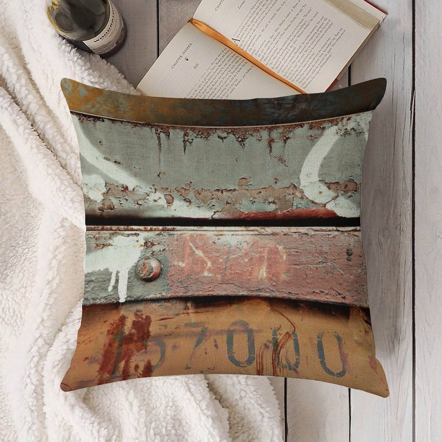 Industrial Grunge Linen Throw Pillow Cover