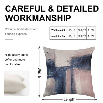Pink And Navy 3 Linen Throw Pillow Cover