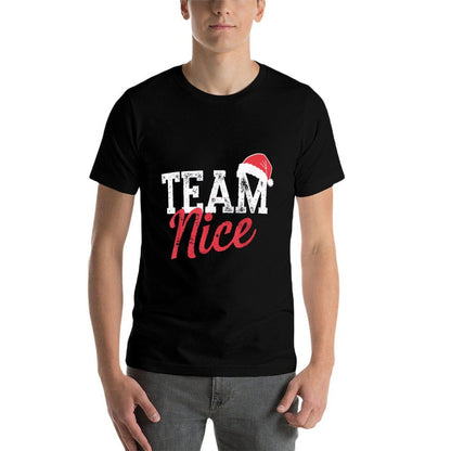 Funny Team Nice Naughty Christmas Sarcastic Couple Matching  Summer-ready Fabric T-Shirt