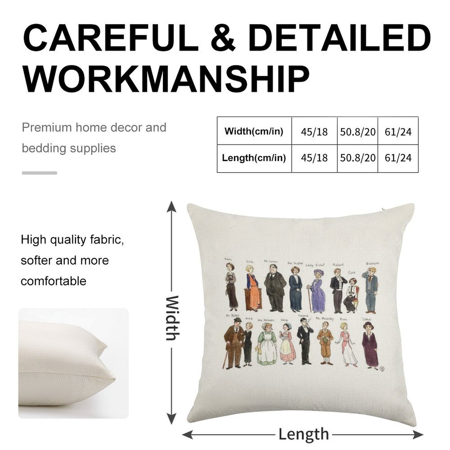 Downton A. Portraits Linen Throw Pillow Cover