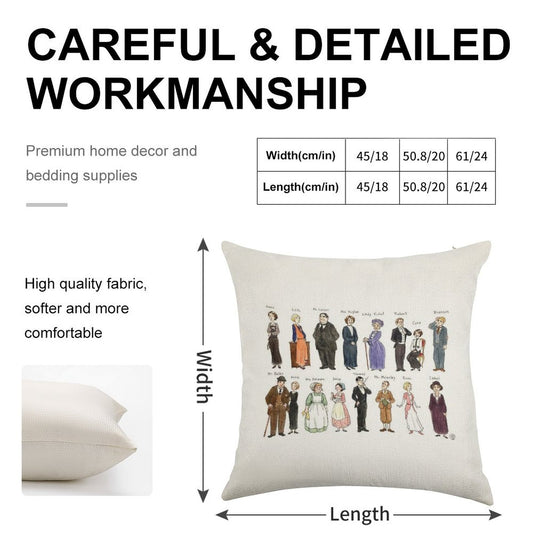 Downton A. Portraits Linen Throw Pillow Cover