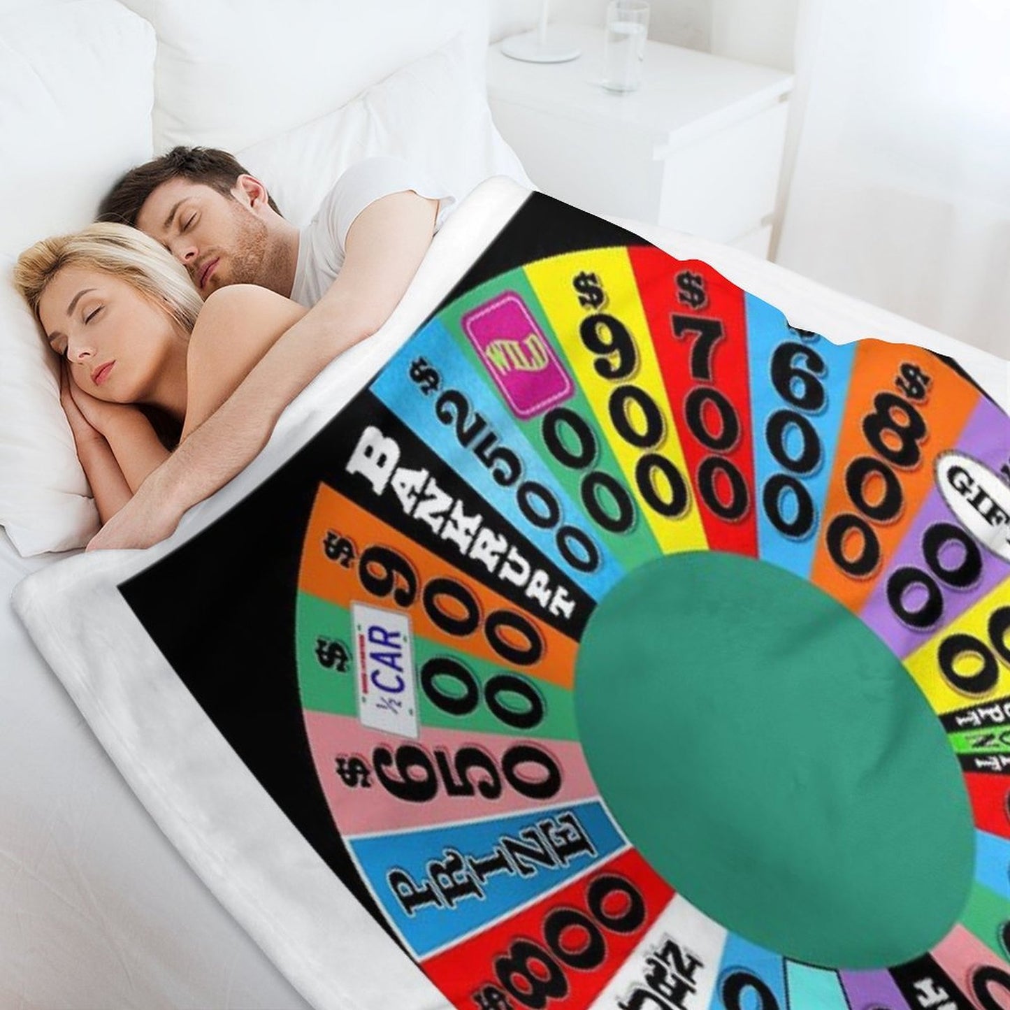 Wheel with Prizes, $ Amounts Throw Blanket