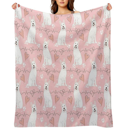 LOVE White German Shepherd Throw Blanket