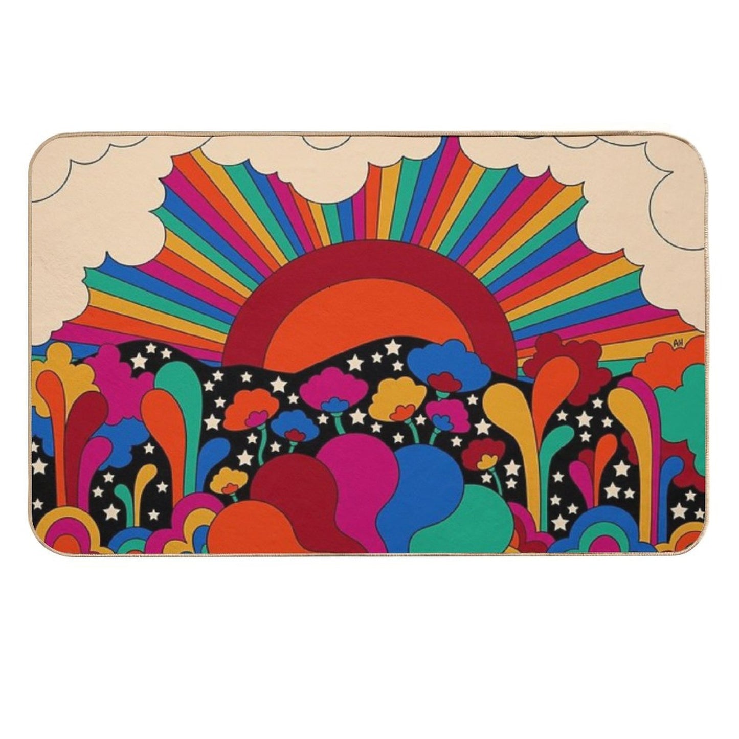 70s Landscape  Anti-Trip Bath Mat