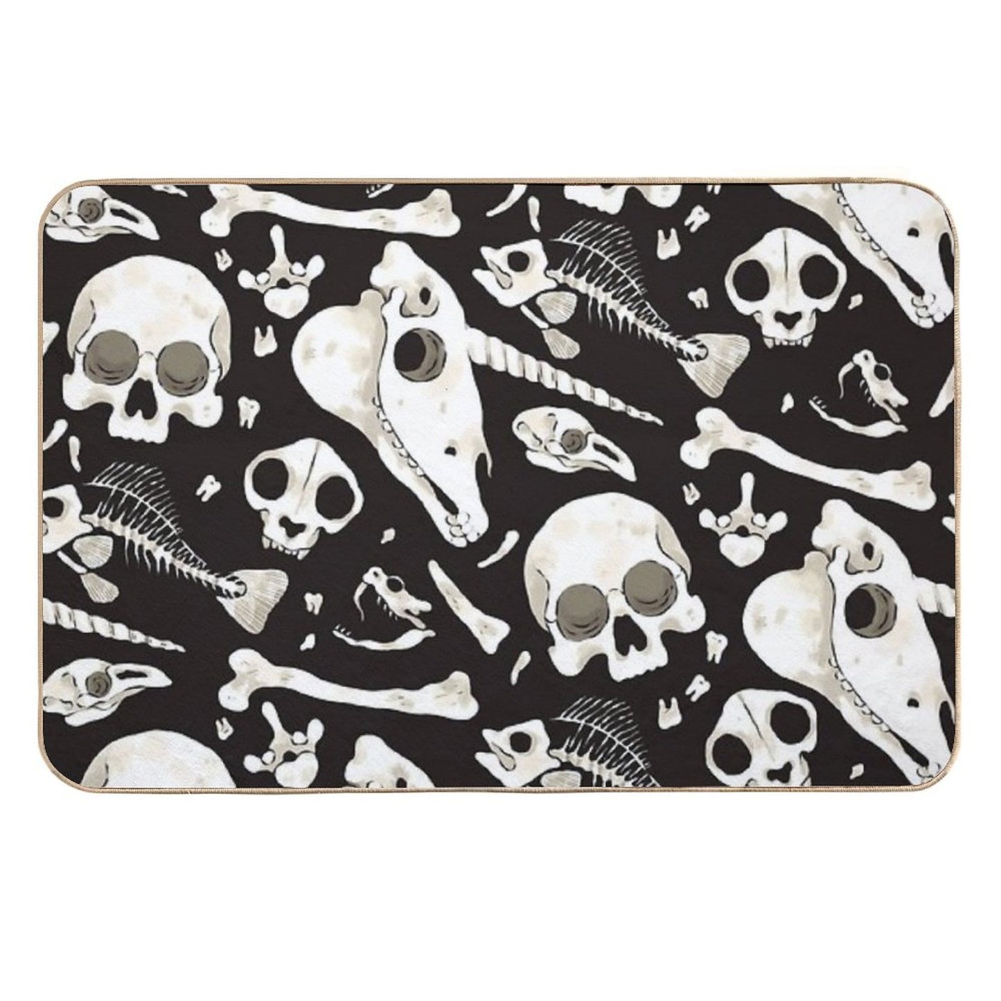 Black Skulls And Bones - Wunderkammer Durable Bath Mat
