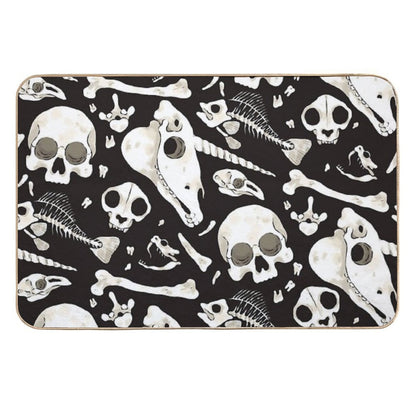 Black Skulls And Bones - Wunderkammer Durable Bath Mat
