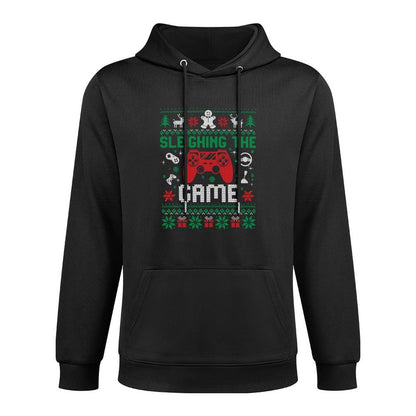 Sleighing The Game Ugly Christmas Sweater Gamer Video Game Sweatshirt Pilling-Resistant Hoodie