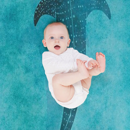 Whale Shark Blue Ocean Throw Blanket