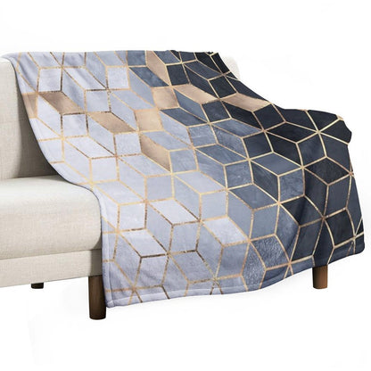Soft Blue Gradient Cubes Throw Blanket