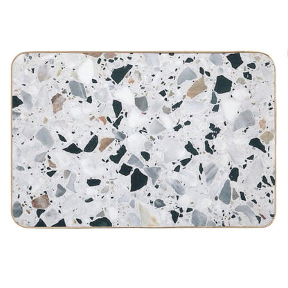Terrazzo Black, White, Grey And Bronze Bath Mat