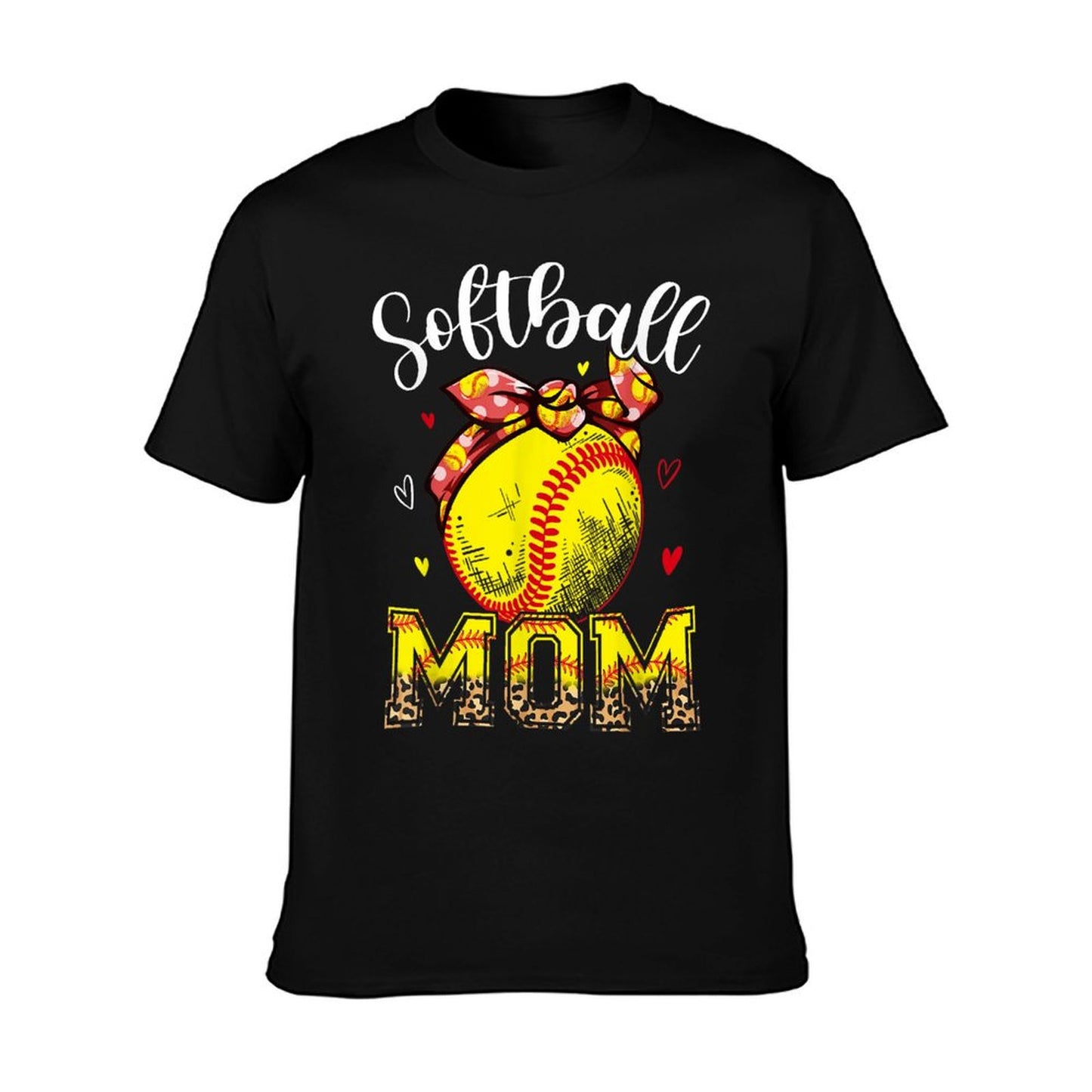 Softball Mom Headband Leopard Softball Ball Mothers Day Mama T-Shirt