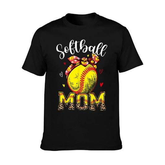 Softball Mom Headband Leopard Softball Ball Mothers Day Mama T-Shirt