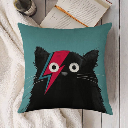Cat Bowie Linen Throw Pillow Cover