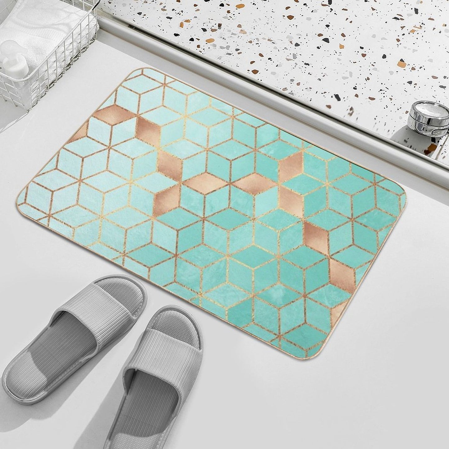Soft Gradient Aquamarine Bath Mat