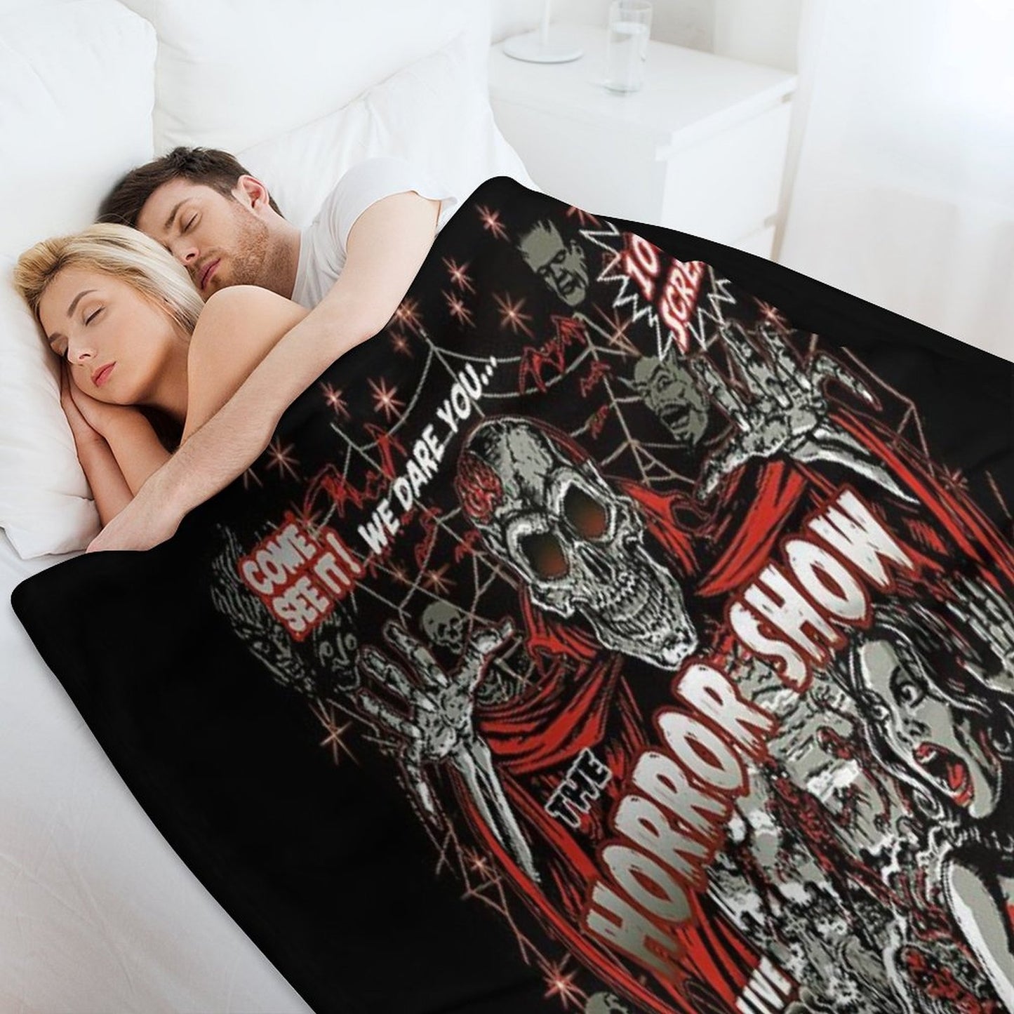 Spook Show Horror Movie Monsters Throw Blanket